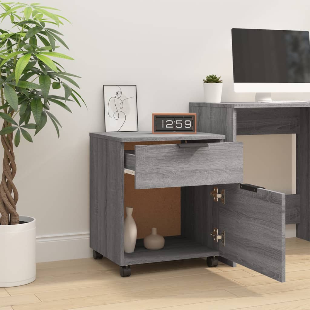 Mobile File Cabinet with Wheels Grey Sonoma 45x38x54 cm Engineered Wood